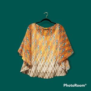 RUBY RD. Women's Blouse W/Attached Under Top and Shear Overlay - Size Me…